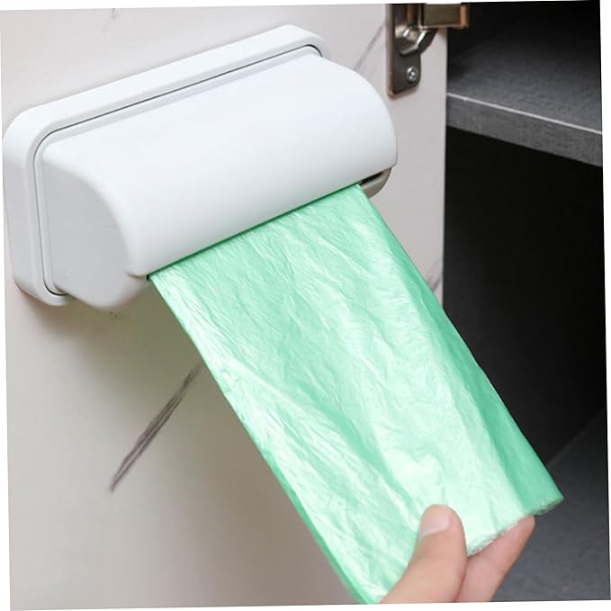 2PCS Trash Bag Dispenser Roll Holder 2Pcs Punch-Free Kitchen Plastic Bag Holder Wall Mounted Garbage Organizer Under Sink for Kitchen Cabinet