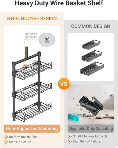 Laundry Room Shelves - Over The Washer and Dryer Storage Shelf, Laundry Hanging Rod with Basket and Hanger Organizer for Laundry Room Organization