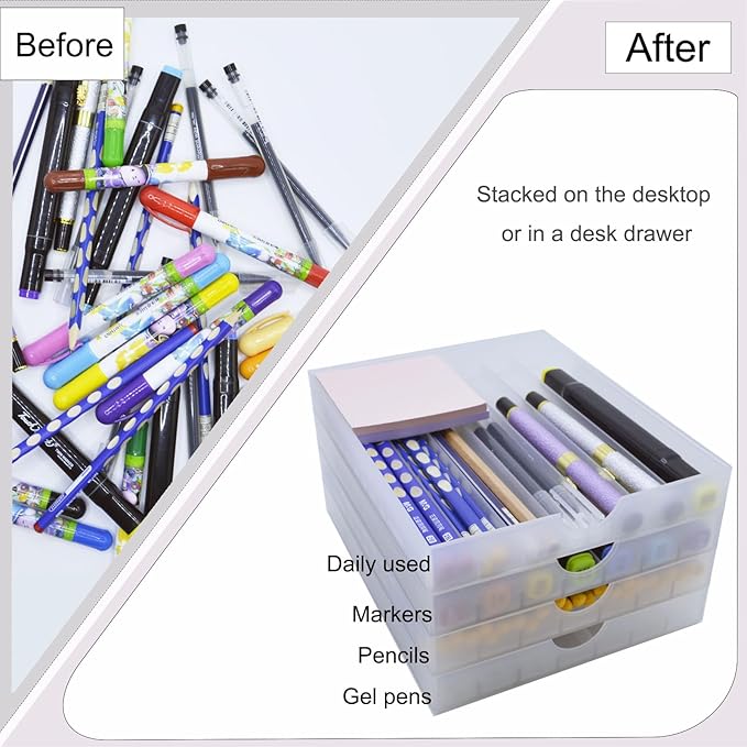 Craft Organizers and Storage, Pencil, Crayon, Marker, Pen Organizer, Pen Holder, Pen Tray Storage with Gel Pens, Fountain Pens, Chalk for Office, Art & Craft Room - 8Pack