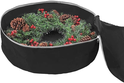 Primode Heavy Duty Christmas Wreath Storage Bag 48" - Handles Made Of Durable 600D Oxford Polyester Material Storage Bag Extra Large 48” Holiday Wreaths Container (Black)