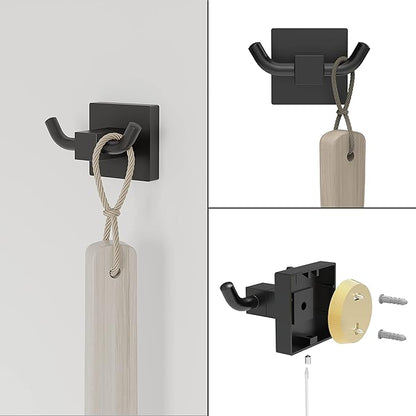 Ruacq 4 Pieces Bathroom Hardware Set Matte Black Square Stainless Steel and Zinc Alloy Modern Wall Mounted,18-Inch Towel Bar,Toilet Paper Holder,Towel Ring,Robe Hook,Bathroom Accessories Kit