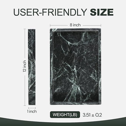 Koville Natural Marble Tray, 12x8“ Coffee Table Vanity/Decorative Tray for Jewerly, Watch, Perfume Candle Storage for Bedroom/Bathroom/Kitchen Countertop(Indian Green Marble)