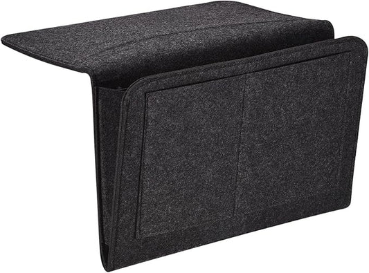 PATIKIL 13in Bedside Caddy, Bed Caddy Bedside Organizer Hanging 5 Pocket Soft Felt Bed Pockets Bedside Storage Organizer Remote Control Holder for Bedroom Phones Glasses, Grey