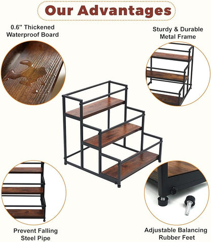 Coffee Syrup Rack Organizer - Metal Bottle Holder for 12 Bottles – Rustic Countertop Display Shelf for Coffee Bar, Kitchen Cabinet, Pantry Storage for Syrups, Liquor, Spice, Tea & Wine (3-Tier)