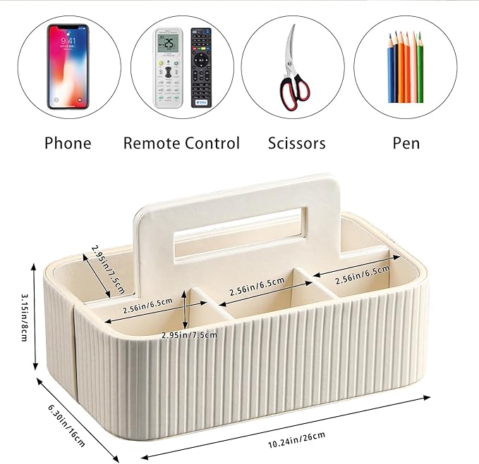 PUSU Multipurpose Leather Craft Caddy Organizer with Handle,Portable Art Supply Storage Organizer for Dorm Classroom Office Teacher Supplies Makeup Bathroom Cleaning Marker TV Remote Control.