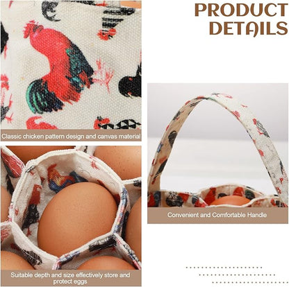 2 Pieces Egg Basket Mini Egg Collecting Bags Gathering Basket with 7 Pouches for Easter Farmhouse Chicken Hen Duck Goose Housewife Garden Transporting Storage, 8 x 2.6 Inch(Cute)