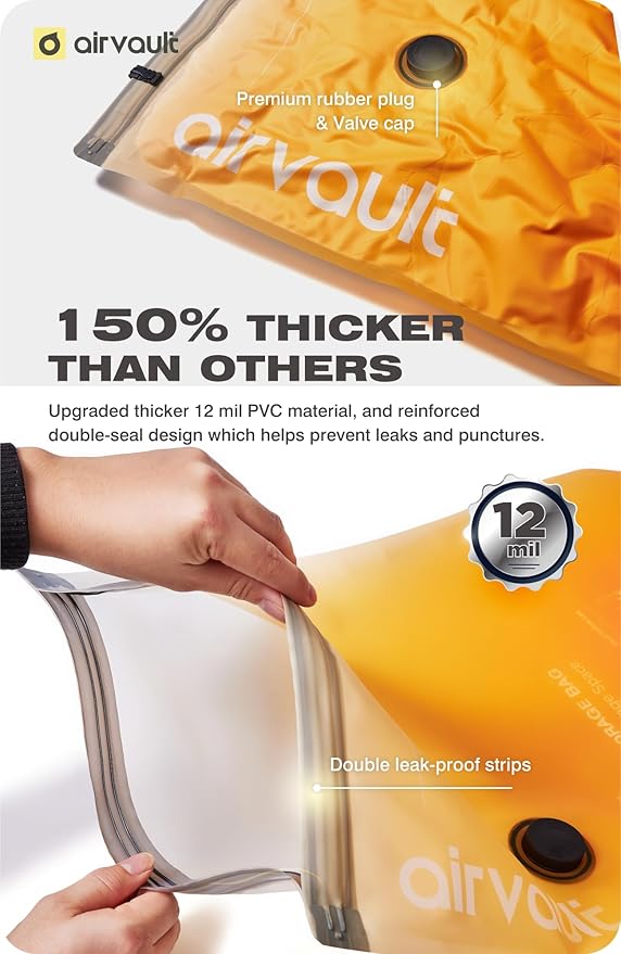 Vacuum Storage Bags for Travel & Home - Space Saver Compression Packing Bags Set for Clothes, Blankets & Seasonal Storage, Small (4), Medium (8), Large (8) (Orange,20-Pack Combo)