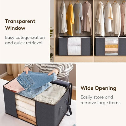 Lifewit 90L Large Storage Bags, Closet Organizers and Storage, Clothes Storage Bins with Lids, Foldable Storage Containers with Reinforced Handles for Clothing, Blanket, Bedding, Comforter 3 Pack Gray