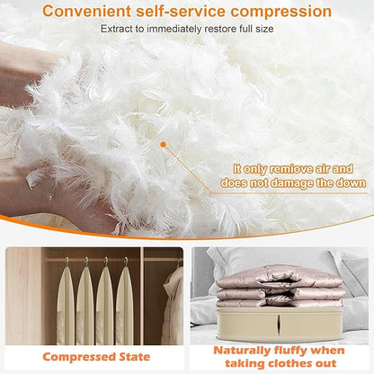 Space Saving Hanging Garment Bag with Self Compression Zipper, 2025 New Large Capacity Long Hanging Clothes Compression,Thick Satin Fabric Dust Cover Clothes Suit Bags for Coats, Down,Dress(Beige,L)