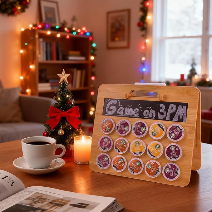 Coffee Pod Holder, K Cup Organizer Compatible with K Cups(35 Pods), Bamboo Coffee Pod Stands for Counter, Home or Office Kitchen Counter Organizer