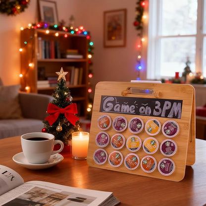 Coffee Pod Holder, K Cup Organizer Compatible with K Cups(35 Pods), Bamboo Coffee Pod Stands for Counter, Home or Office Kitchen Counter Organizer