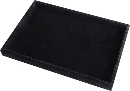 Mornajina 9" x 5.7" Velvet Jewelry Tray Jewelry Display Tray, Stackable Empty Plate Trays for Earrings Necklaces Bracelet Rings Display Showcase - Black
