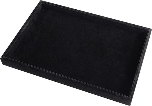 Mornajina 9" x 5.7" Velvet Jewelry Tray Jewelry Display Tray, Stackable Empty Plate Trays for Earrings Necklaces Bracelet Rings Display Showcase - Black