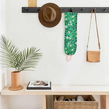 1 PC Plastic Bag Holder Wall Mount Grocery Bag Holder Shopping Bag Trash Bag Storage Organizer Dispenser for Kitchen Closet 22 x 9 Inch Small Flowers Green