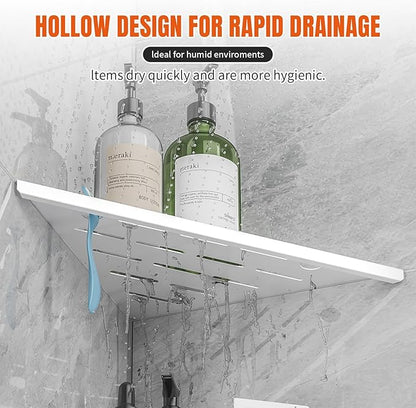 HBXS Corner Shower Shelf with Razor Hole, Rustproof Stainless Steel Shower Organizer, No Drilling Tile Shower Shelves, Modern Bathroom Shelf for Tile Wall, Grout in Shelf for Bathroom 2-Pack, 10"
