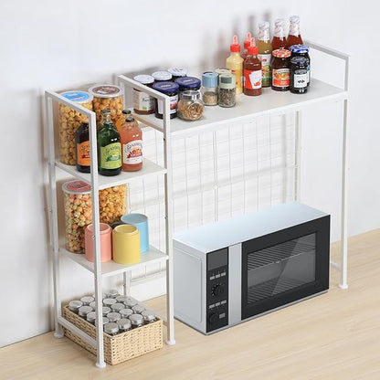 Desktop Bookshelf Organizer, Computer Desktop Bookcase, White Desk Hutch Dorm, Multipurpose Wood Desktop Hutch Storage Organizer, 3-Tier Wood Desk Bookshelf for Home Office Dorm