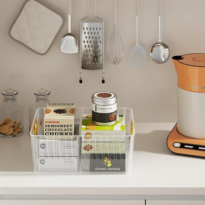 Callyne 6-Pack Clear Plastic Pantry Organizer Bins, Clear Storage Bins for Organizing
