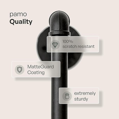pamo Black Industrial Pipe Clothing Rack - LOFT IV - Steplessly Adjustable Closet Organizer System for Ceiling Heights between 86" - 98"- Suitable as Closet Clothes Rack or Room Divider