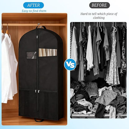 Travel Garment Bag with Accessories Zipper Pocket and Visible Transparent Window, 43" Heavy Duty Suit Bag for Suits, Tuxedos, Dresses, Coats