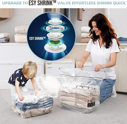 TAILINK Cube Vacuum Storage Bags, 6 Pack Medium Size (25x19x11 inch), Vacuum Seal Bags for Clothing, Compression Packing for Clothes, Blankets, Baby Clothes, No Pump Needed