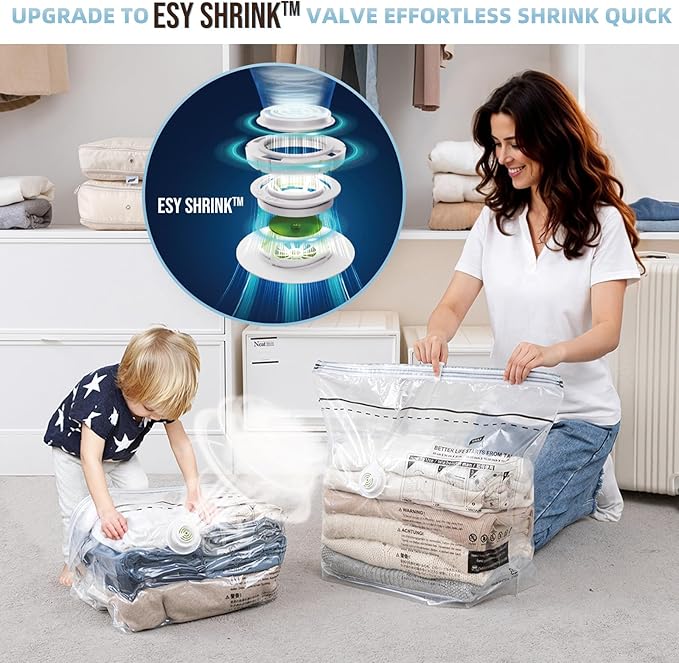TAILINK Cube Vacuum Storage Bags, 8 Pack Medium Size (25x19x11 inch), Vacuum Seal Bags for Clothing, Compression Packing for Clothes, Blankets, Baby Clothes, No Pump Needed