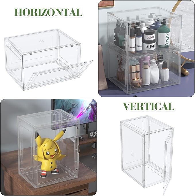 Afromy Shoe Storage Boxes Organizers Clear Plastic Stackable 6 Pack, Sneaker Containers for Entryway, Closet, Under Bed