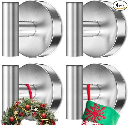 AbluFirst Suction Cup Hooks for Shower, 4-Pack, No-Drill Heavy Duty, Removable and Reusable, Suitable for Bathrooms, Glass, Kitchen Mirrors, Tiles, Hanging Towels, Bathrobes, Coats (Silver)