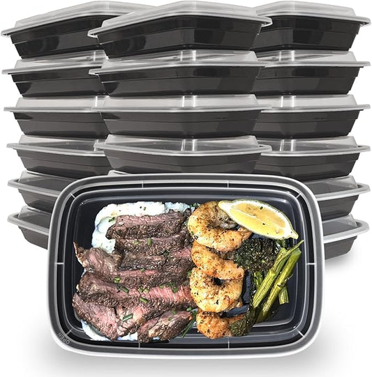 38 oz 50 Pack Meal Prep Containers BPA Free Leakproof Stackable Food Storage Containers with Lids, Microwave & Dishwasher Freezer Safe Reusable To Go Containers Bento Box Style Take Out Clear Plastic