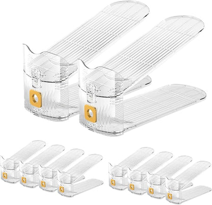 CiBiZi Clear Shoe Slots Organizers 10Pack Shoe Stacker Organizer for Closet Shoe Stackers for a Pair of Shoes Shoe Display Shelf Shoe Rack Holders Space Saver Organizador de Zapatos (Clear)
