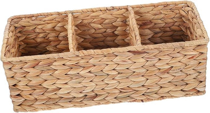 CHILDWEET Woven Storage Basket Lid Decorative Straw Basket for Kitchen Bathroom Office