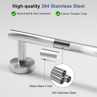 Brushed Nickel Towel Bar, 18 Inch Towel Racks for Bathroom Wall Mounted, SUS304 Stainless Steel Bathroom Towel Holder, Total Length 20.4 Inch Towel Bars