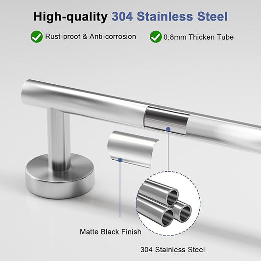 Brushed Nickel Towel Bar, 18 Inch Towel Racks for Bathroom Wall Mounted, SUS304 Stainless Steel Bathroom Towel Holder, Total Length 20.4 Inch Towel Bars