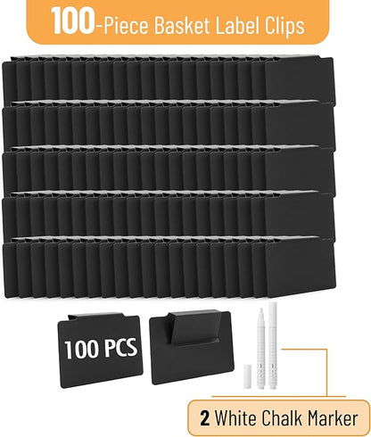 Mr. Pen- Basket Labels Clip On Set Bulk, 102 pcs, 100 Removable Bin Labels Clip On with 2 Chalk Markers, Storage Bin, Basket Tags