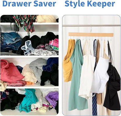 Feoqibu Tie Hanger, Space Saving Bra, Tank Top, Belt Storage Rack, 14 Foldable Hooks, Suitable for Closet Organizers and Storage