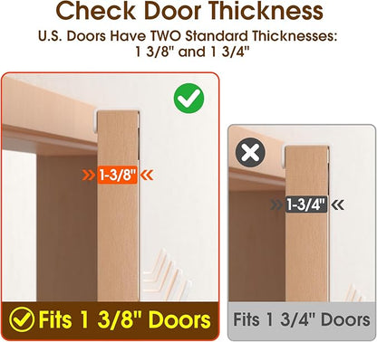 CHAUNCEY HOME Over The Door Hooks Hanger with Extended Arms, Fits 1 3/8" Doors, L7U - Coat Rack, Bathroom Accessories and Towel Organizer Holder for Coat Robe Hat - 1 Pack, White