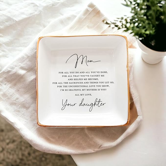 HatafaFurni Mother Gift, Square Ring Dish, Jewelry Dish, Jewelry Storage, Mothers Day Gifts, Bonus Mom Gift, Step Mother Gift, Mother Appreciation, Second Mom Gift, Mother Present