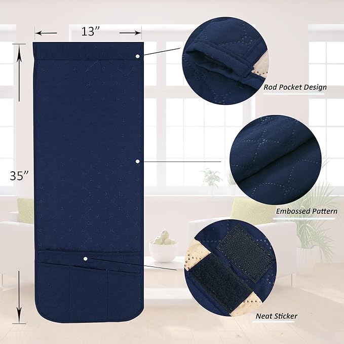 luckyjoyreal Armchair Caddy for Couch Remote Control Holder Premium Durable Non-slip Sofa Armset Organizer Caddy Storage for Recliner Couch 4 Pocket for Cell Phone Magazine 35"x13" Navy 1 Piece