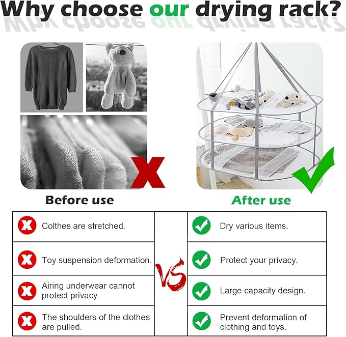1 Tier Folding Mesh Clothes Drying Rack with Internal Fixation Stackable Sweater Drying Rack Portable Hanging Laundry Rack for Sweater,T-Shirt,Delicates,Swimsuit (2 Pack)
