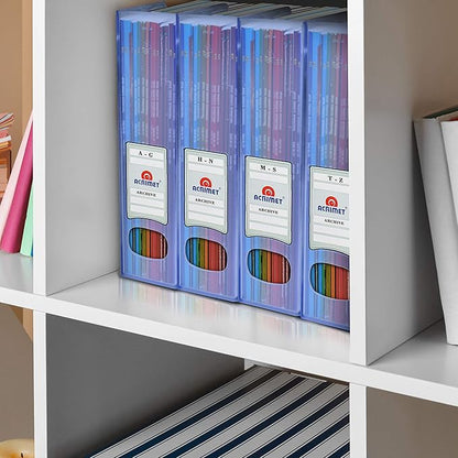 Acrimet Magazine File Holder – Vertical Rack for Documents, Folders and Mail, Durable Plastic Desk Organizer for Office & Home, Clear Blue (2 Pack)
