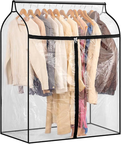 Hanging Garment Bag for Closet Winter Clothes Storage with Clear Window Coat Rack Cover Large Clothing Bags with Zipper Dust Proof Dress Protector (Big)