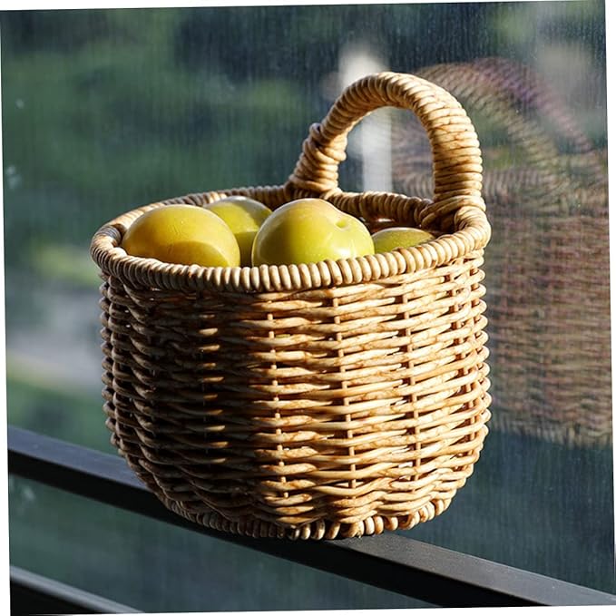 Woven Hanging Storage Basket for Kitchen Decorative Wall Organizer for Garlic Ginger and Eggs Space-saving Design Light for Use