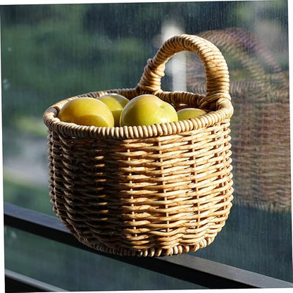 Woven Hanging Storage Basket for Kitchen Decorative Wall Organizer for Garlic Ginger and Eggs Space-saving Design Light for Use