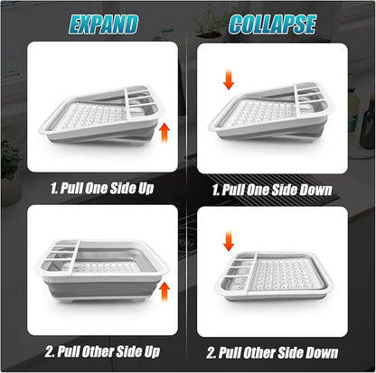 Collapsible Dish Drying Rack Portable Dish Rack for Kitchen RV Campers Travel Trailer - Space Saving Kitchen Storage Tray, Send Goods from Local Warehouse