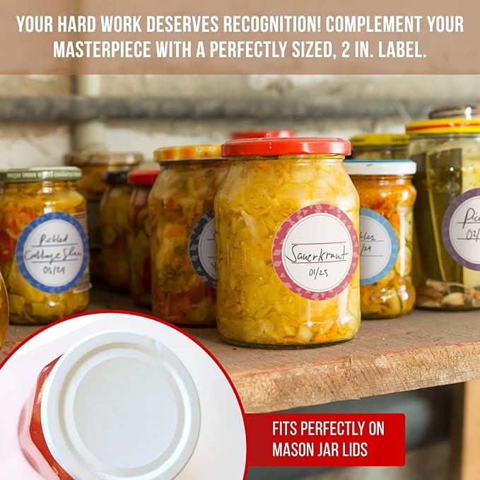 Canning Labels Dissolvable Stickers for Mason Jars and More (2" Round 200/roll) Canning Supplies Washes Off in Seconds Like Magic - Jar Labels Homemade Jam, Jelly, and More (Coral)