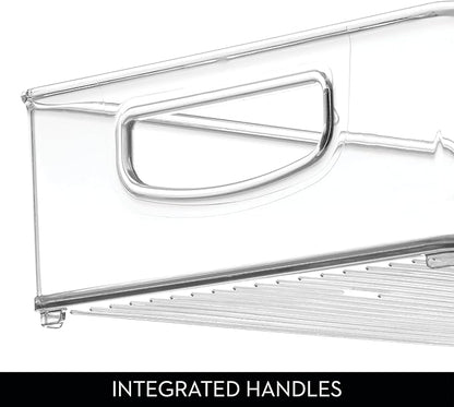 iDesign Plastic Stackable Pantry Bin - Organizer Bin with Handles for Cabinets or Fridge - Set of 4 - Clear