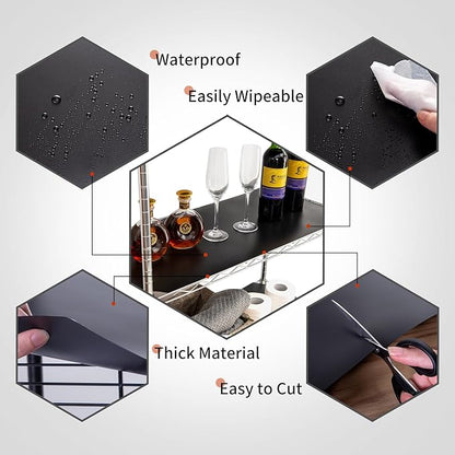 Poofzy Wire Shelf Liner 18 x 48, Set of 5 Shelf Liners for Wire Shelving Plastic Non-Adhesive for Pantry, Kitchen Cabinets (Black)