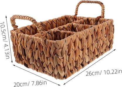LIFKOME Woven Straw Storage Basket Lid Cutlery Basket Organizers for Kitchen Chopstick Holder