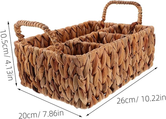 LIFKOME Woven Straw Storage Basket Lid Cutlery Basket Organizers for Kitchen Chopstick Holder