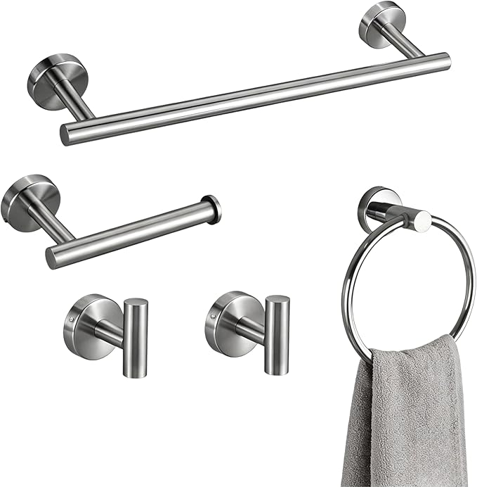 Towel Racks for Bathroom, Paper Towel Holder Shower Shelves Bath Towel Bar Set Stainless Steel Towel Racks for Bathroom Wall Mounted 1 Set (Silver)