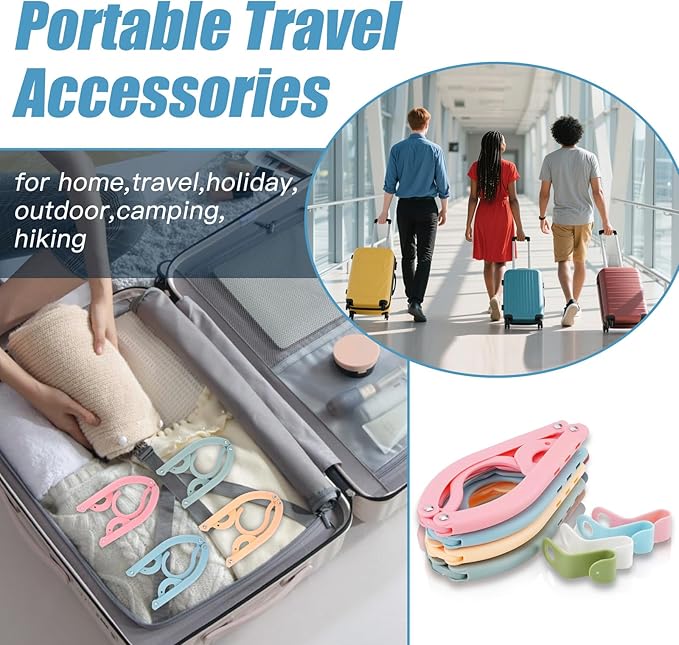32PCS Foldable Travel Hangers, 20 Cruise Ship Essentials Folding Hanger with 12 Clothes Hanger Connection Hooks, Plastic Portable Drying Rack for Home Holiday Outdoor Camping